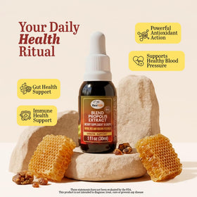 Propolis Beelife avec un verre d'eau à côté