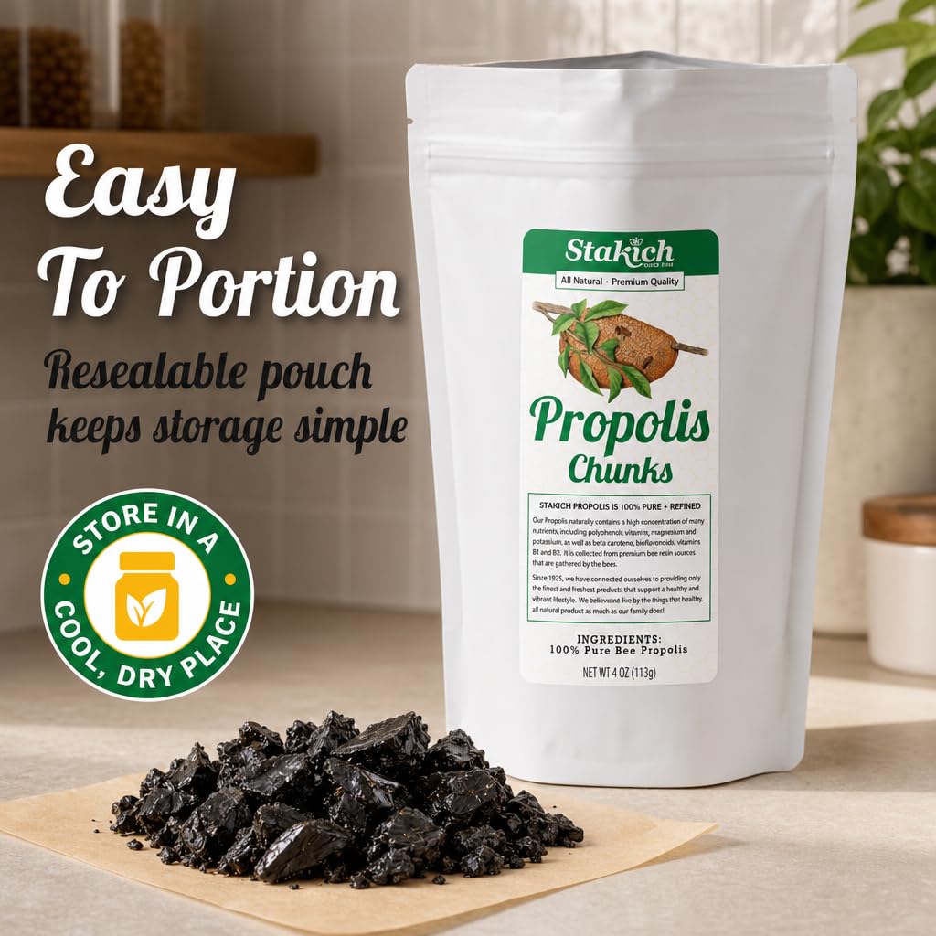 Propolis brut Stakich dans un bol en bois