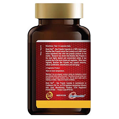 Propolis Rouge Brésil 120 capsules Confidence USA vue latérale