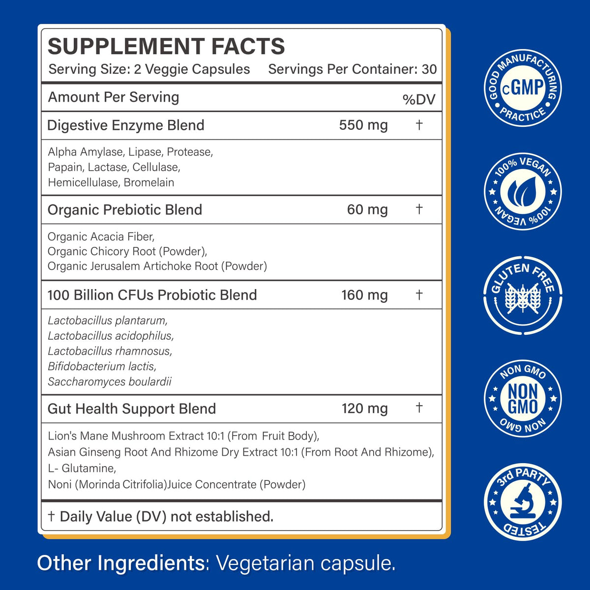 Proriginal Multi-Enzymes 120 Capsules arrière de l'emballage