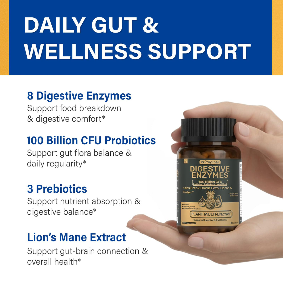 Proriginal Multi-Enzymes 120 Capsules côté avec informations nutritionnelles