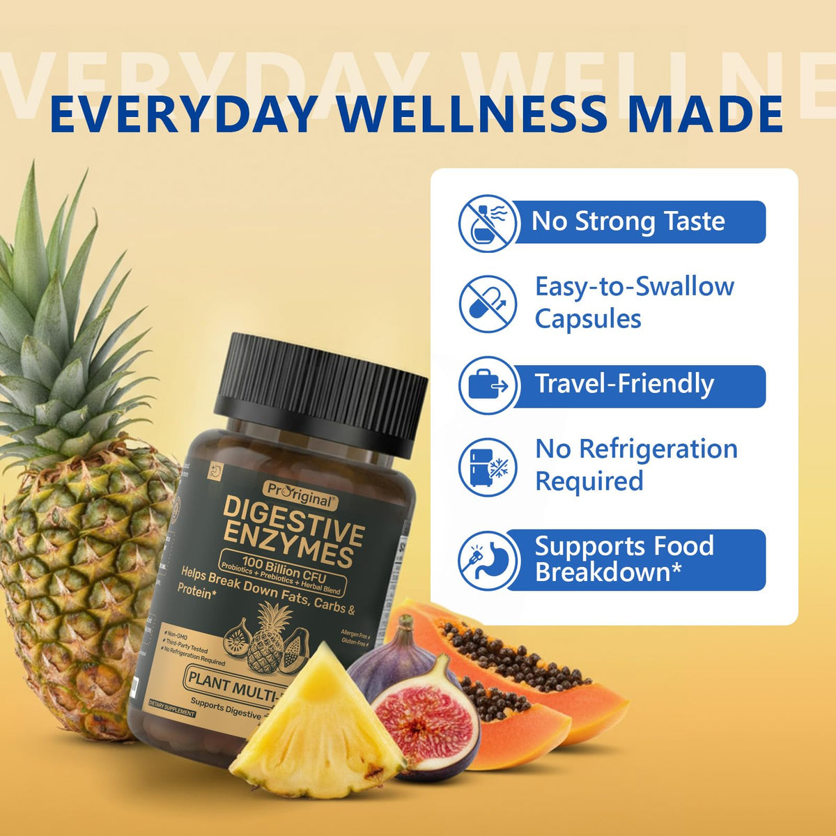 Proriginal Multi-Enzymes 120 Capsules en gros plan sur une main