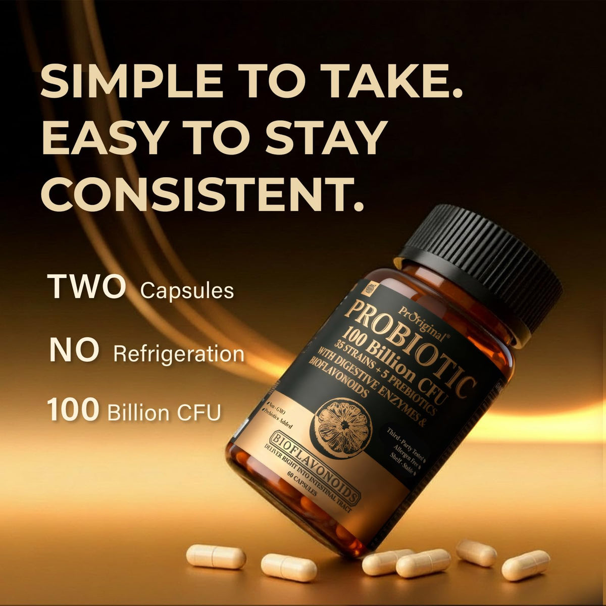 Proriginal Probiotiques 100 Milliards CFU - capsules sur fond blanc