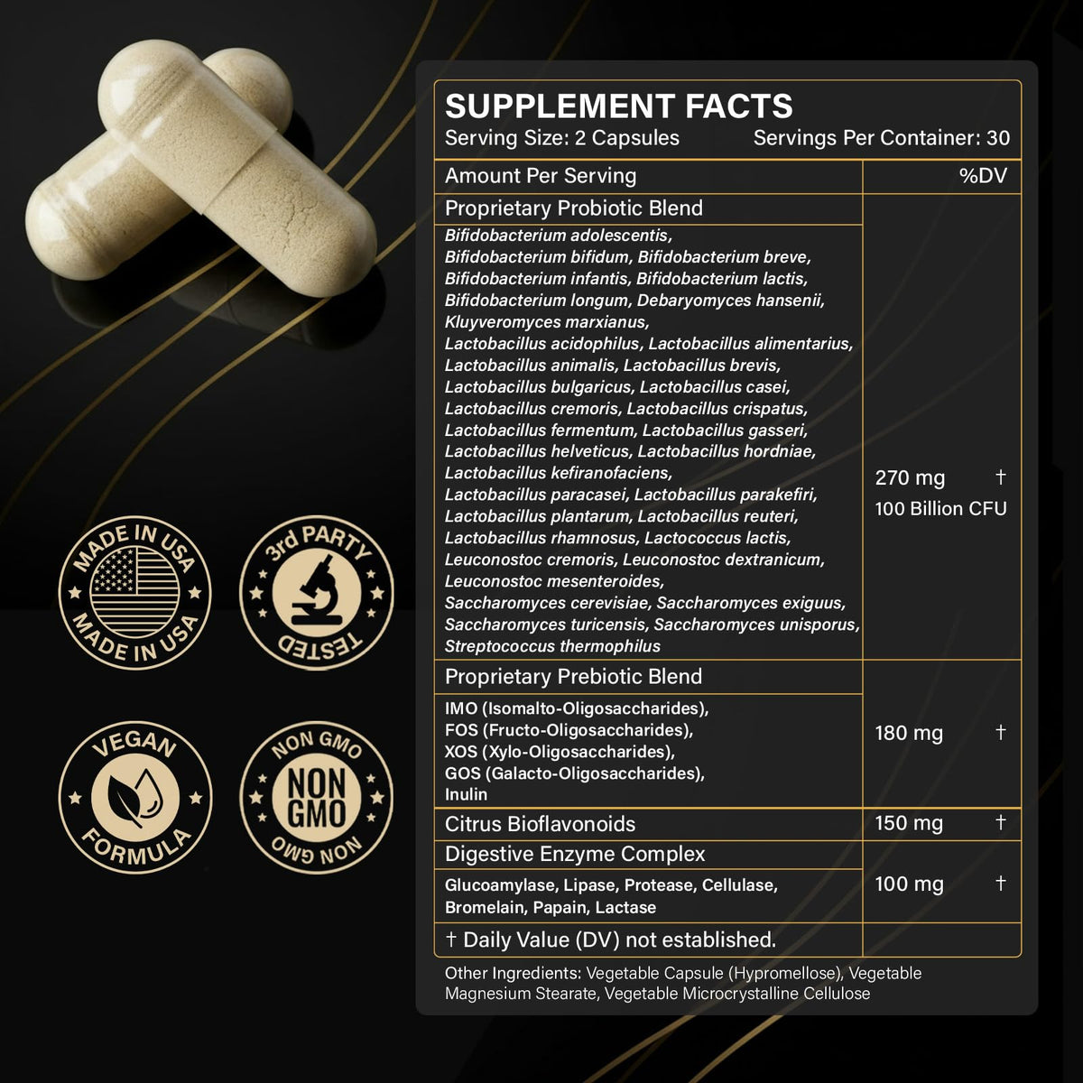 Proriginal Probiotiques 100 Milliards CFU - flacon avec capsules à côté
