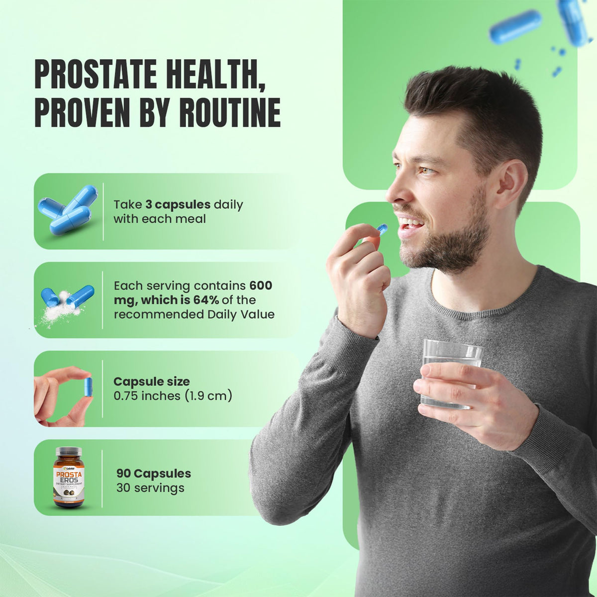 Prosta Eros Compléments Alimentaires Prostate - capsules sur une table