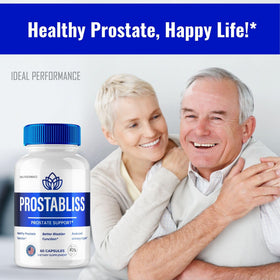 ProstaBliss Capsules avec un verre d'eau à côté