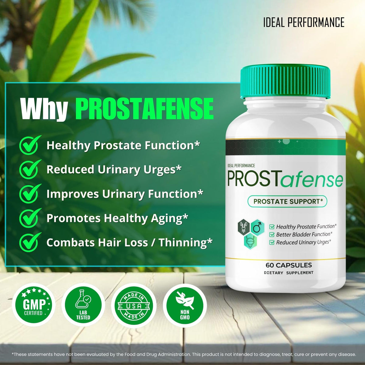 Prostafense, présentation de l'emballage avec d'autres produits de bien-être