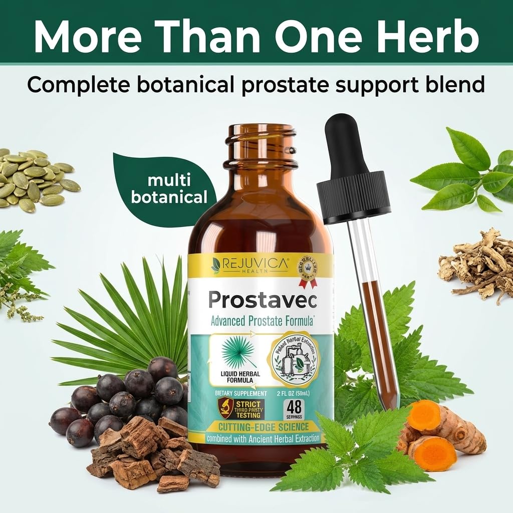 Prostavec 60 ml à côté d'un verre d'eau
