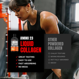 ProSupps Amino23 Collagène Liquide Agrumes, bouteille ouverte sur une table