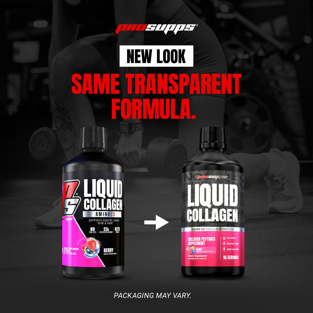 ProSupps Amino23 Collagène Liquide Saveur Baie avec verre et eau