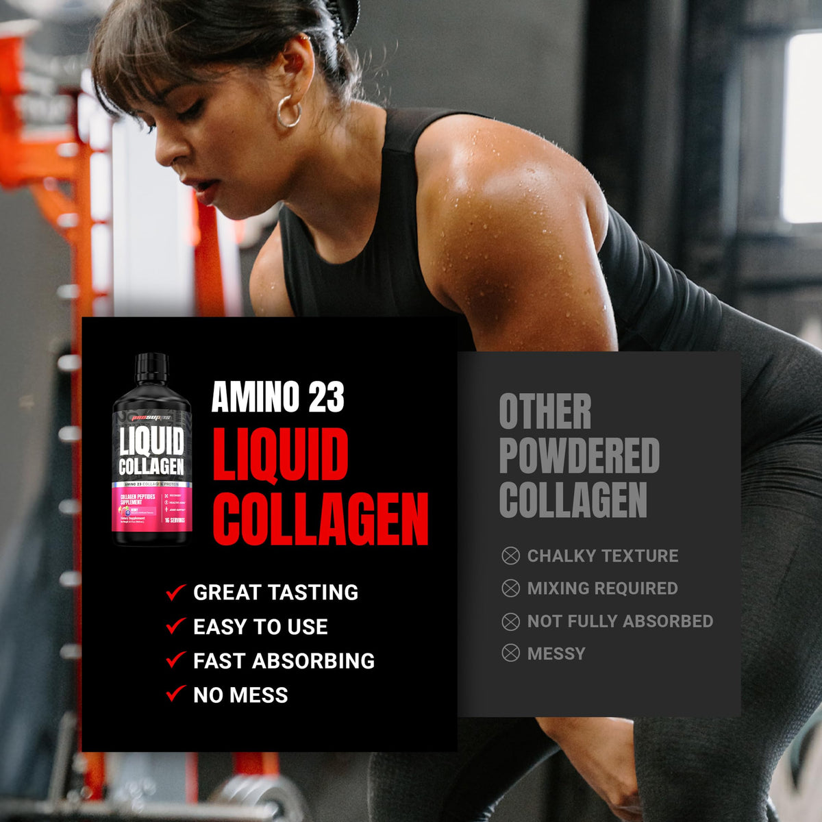 ProSupps Amino23 Collagène Liquide Saveur Baie en cours d'utilisation