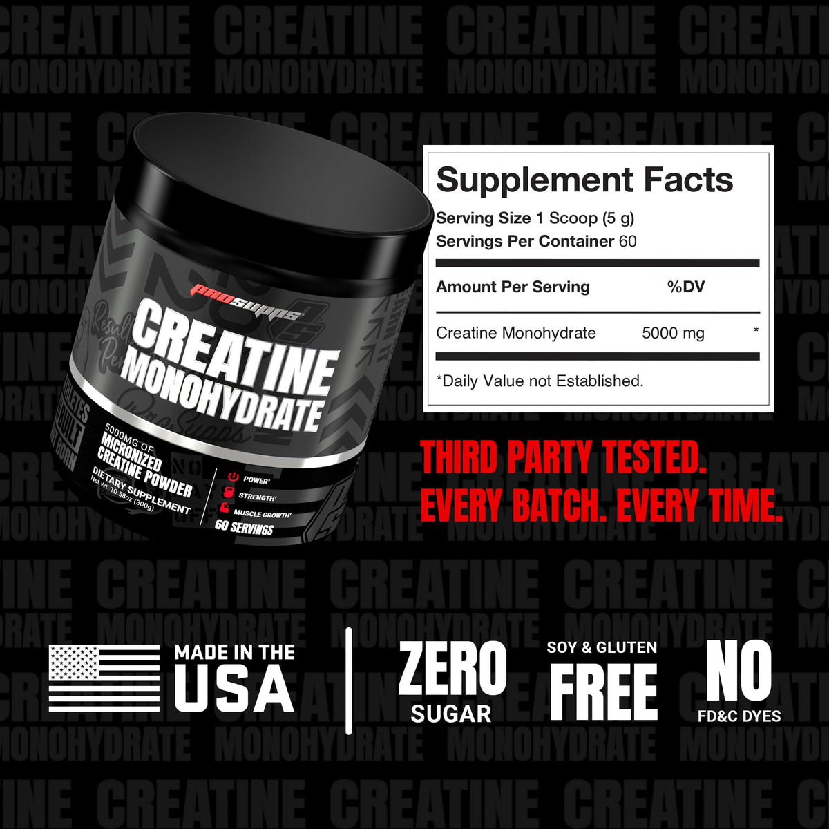 ProSupps Créatine Monohydrate Poudre 340g arrière de l'emballage