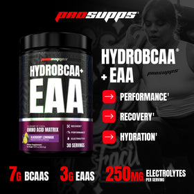 ProSupps HydroBCAA Poudre Acides Aminés 490g vue de côté