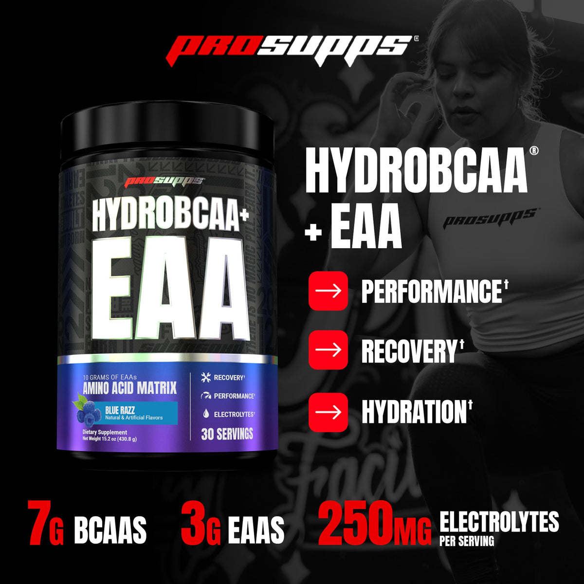 ProSupps HydroBCAA Poudre d'acides aminés essentiels 531g avec cuillère