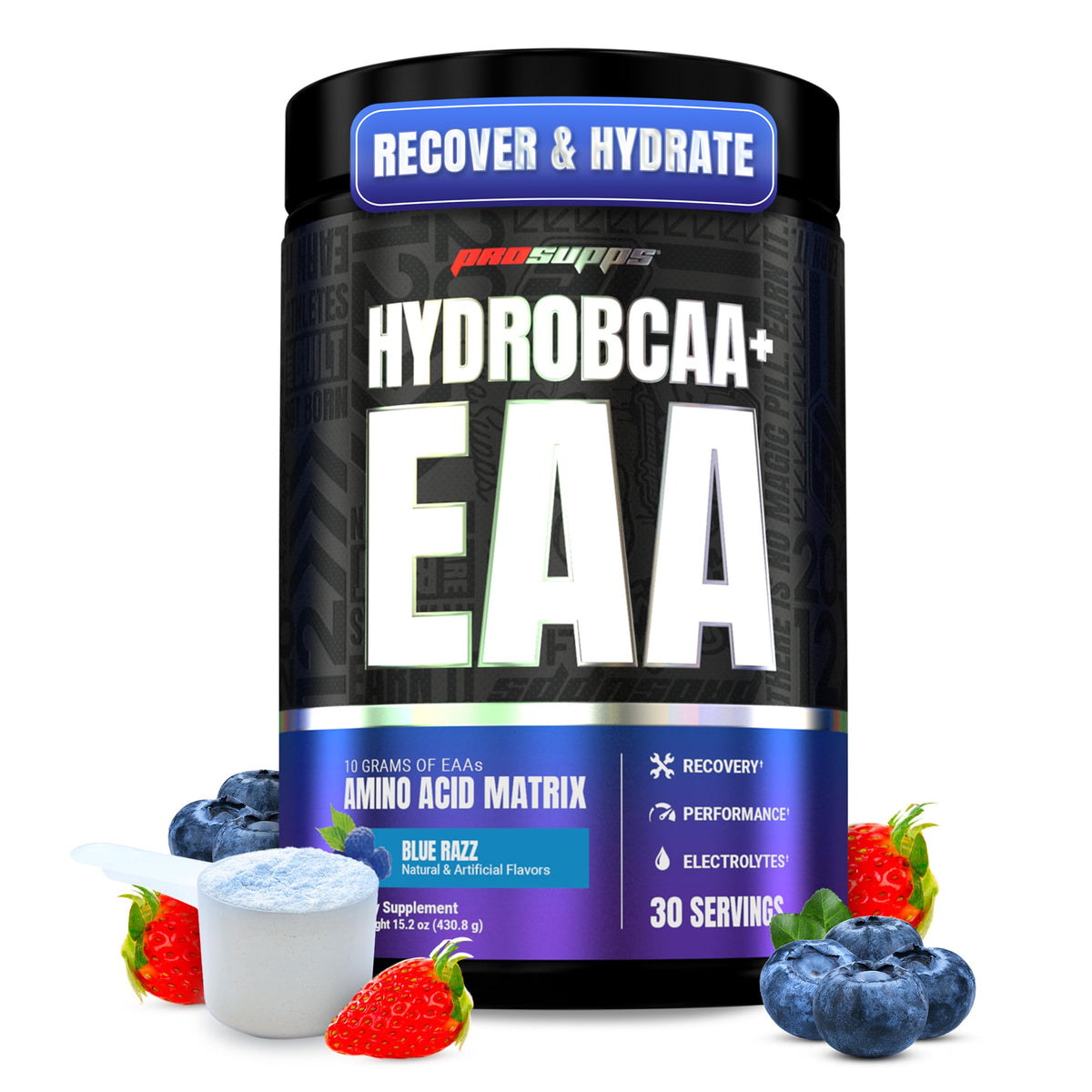 ProSupps HydroBCAA Poudre d'acides aminés essentiels 531g vue de face