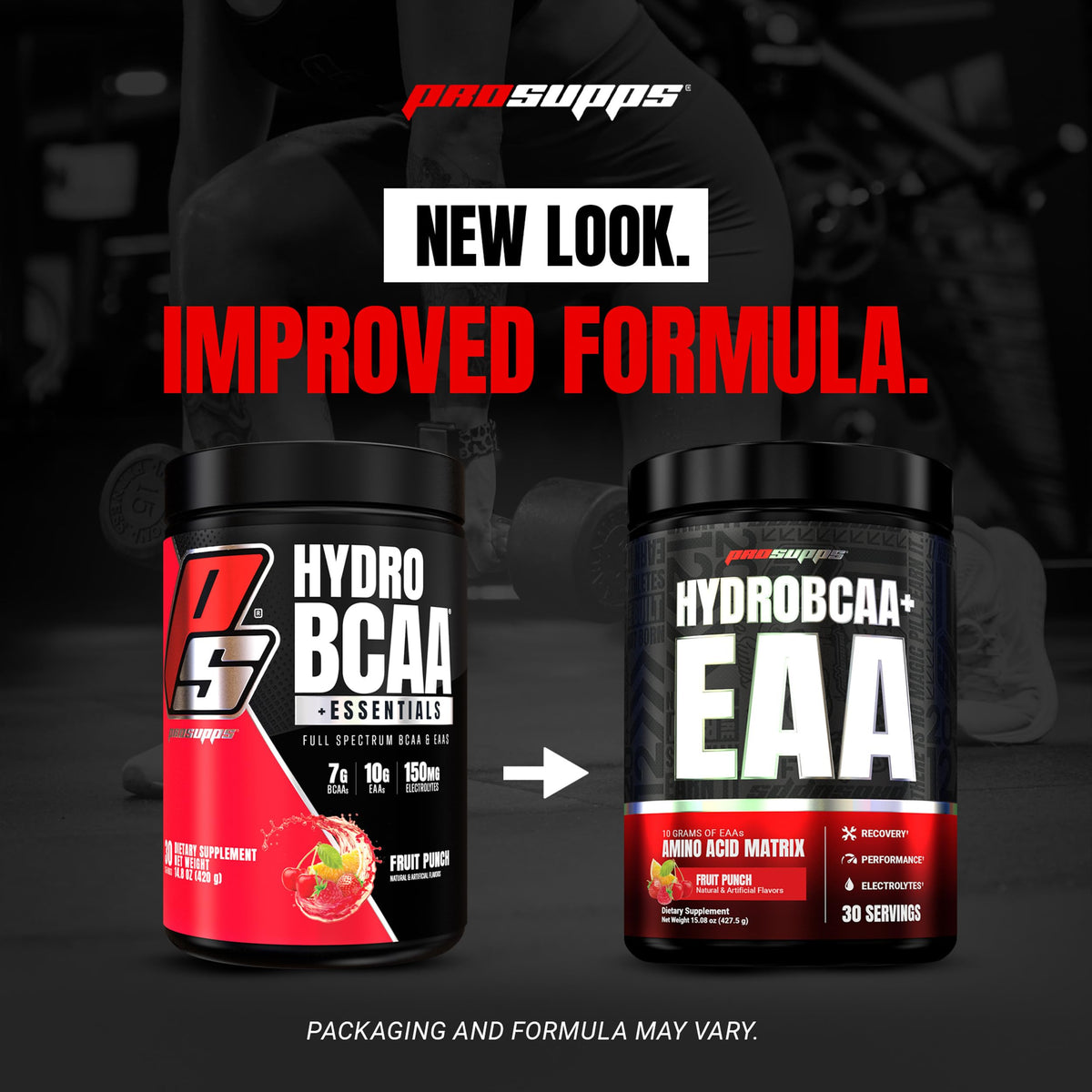 ProSupps HydroBCAA Poudre d'Amino Acides 520g Saveur Fruit Punch sur un plan de travail