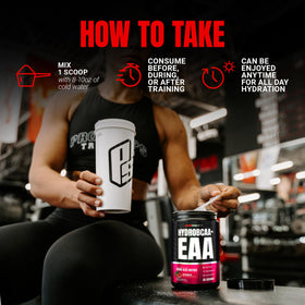 ProSupps HydroBCAA Poudre Saveur Pastèque 481g en utilisation pendant l'entraînement