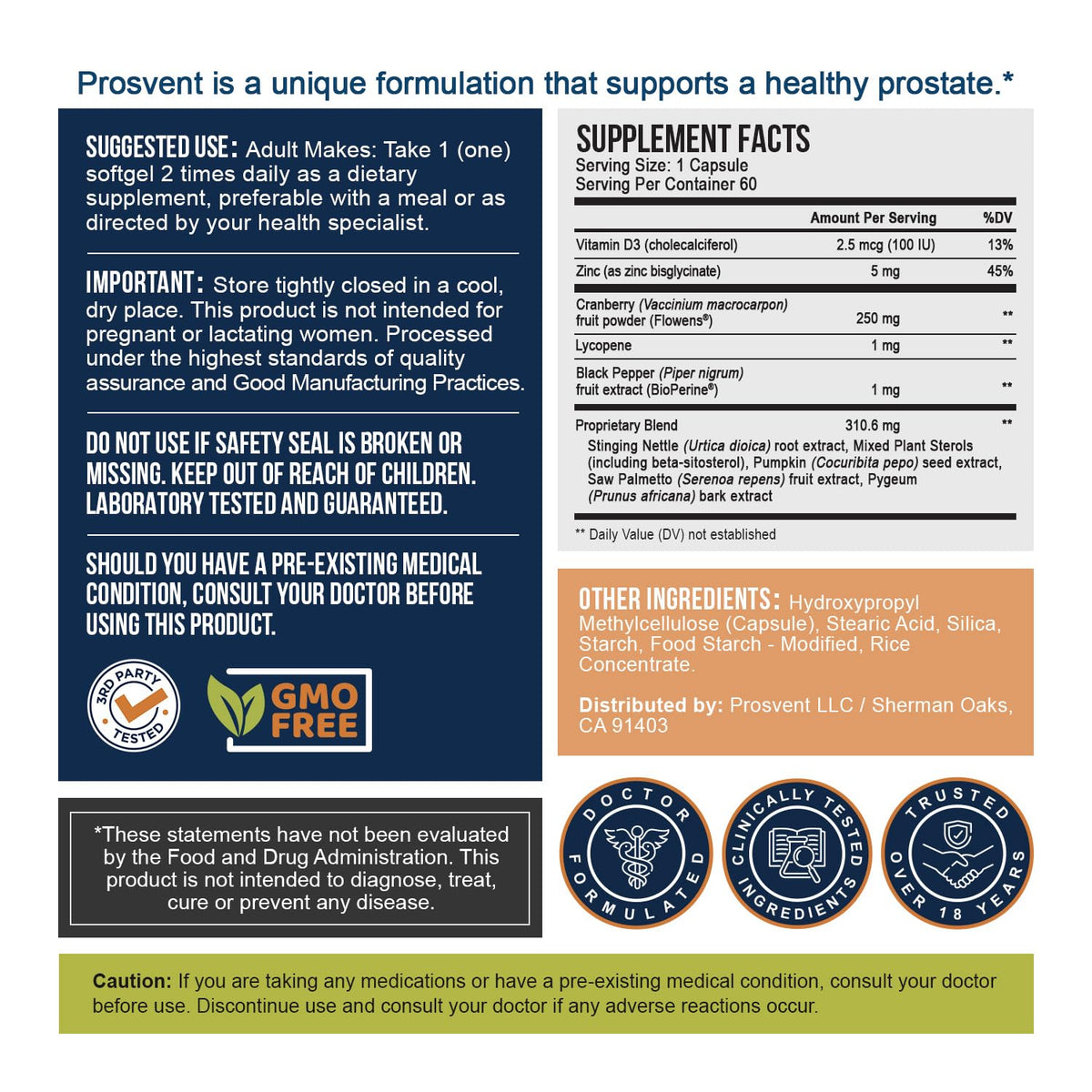 Prosvent Complément Alimentaire Prostate - emballage et contenu
