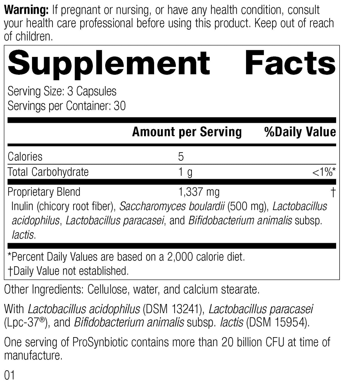 ProSynbiotic de Standard Process, vue de côté des capsules