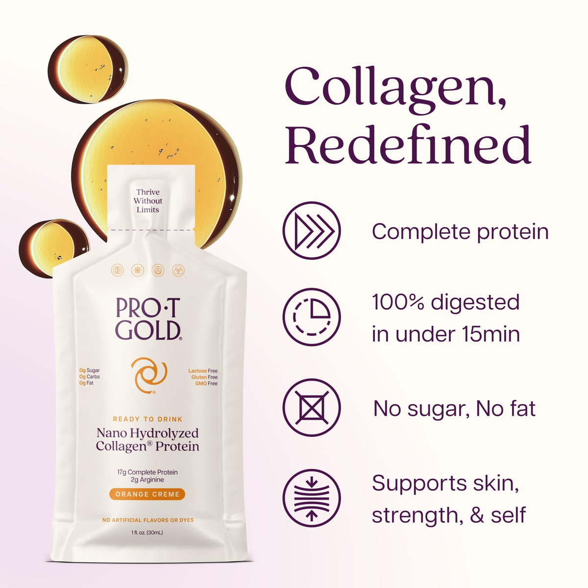 ProT Gold Collagène Liquide Orange Crème en bouteille