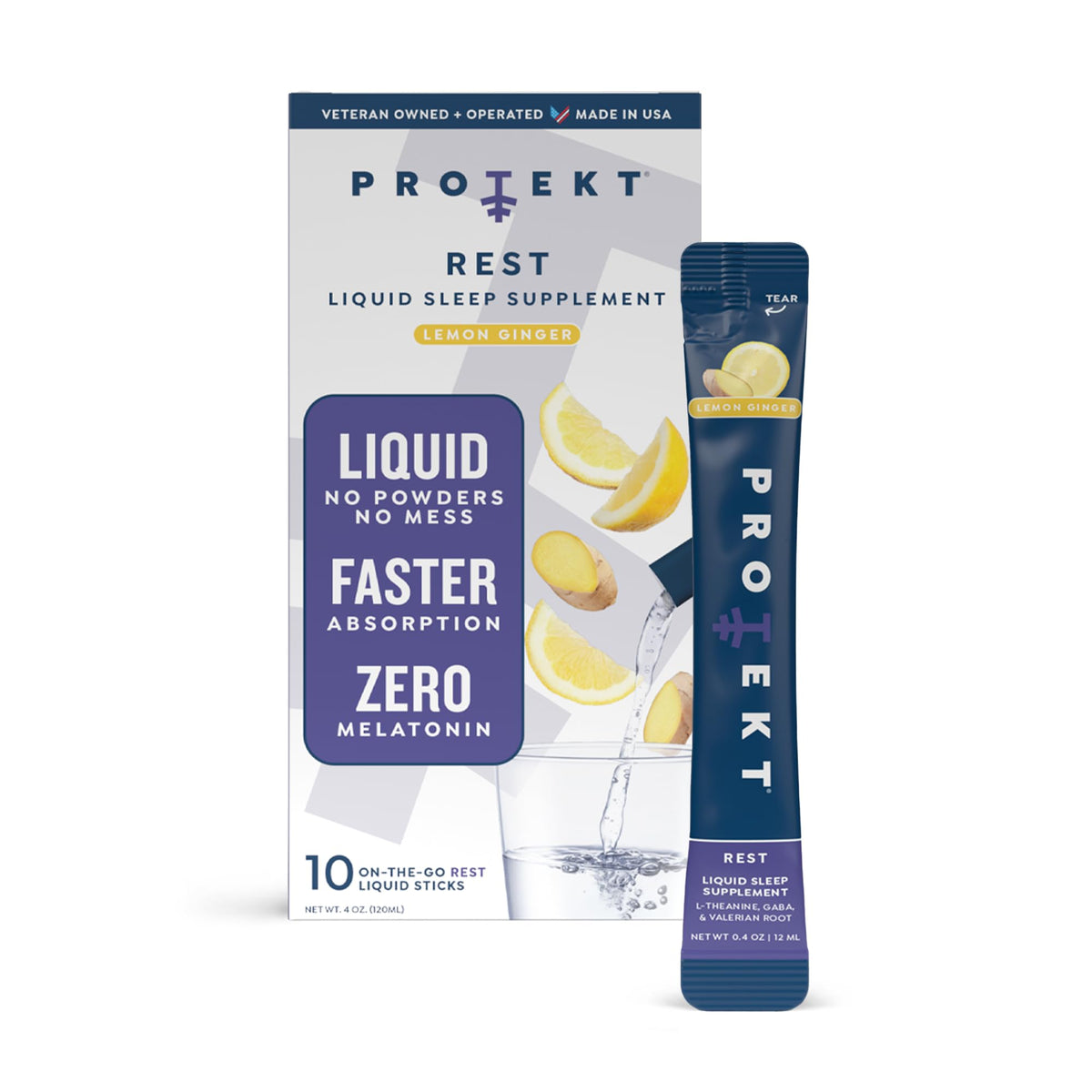 PROTEKT GABA L Theanine sachets de mélange liquide citron-gingembre
