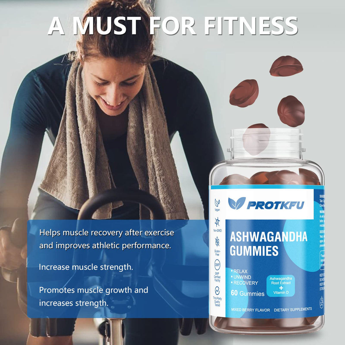 ProTKFU Gummies Ashwagandha, dosage de 2 gummies