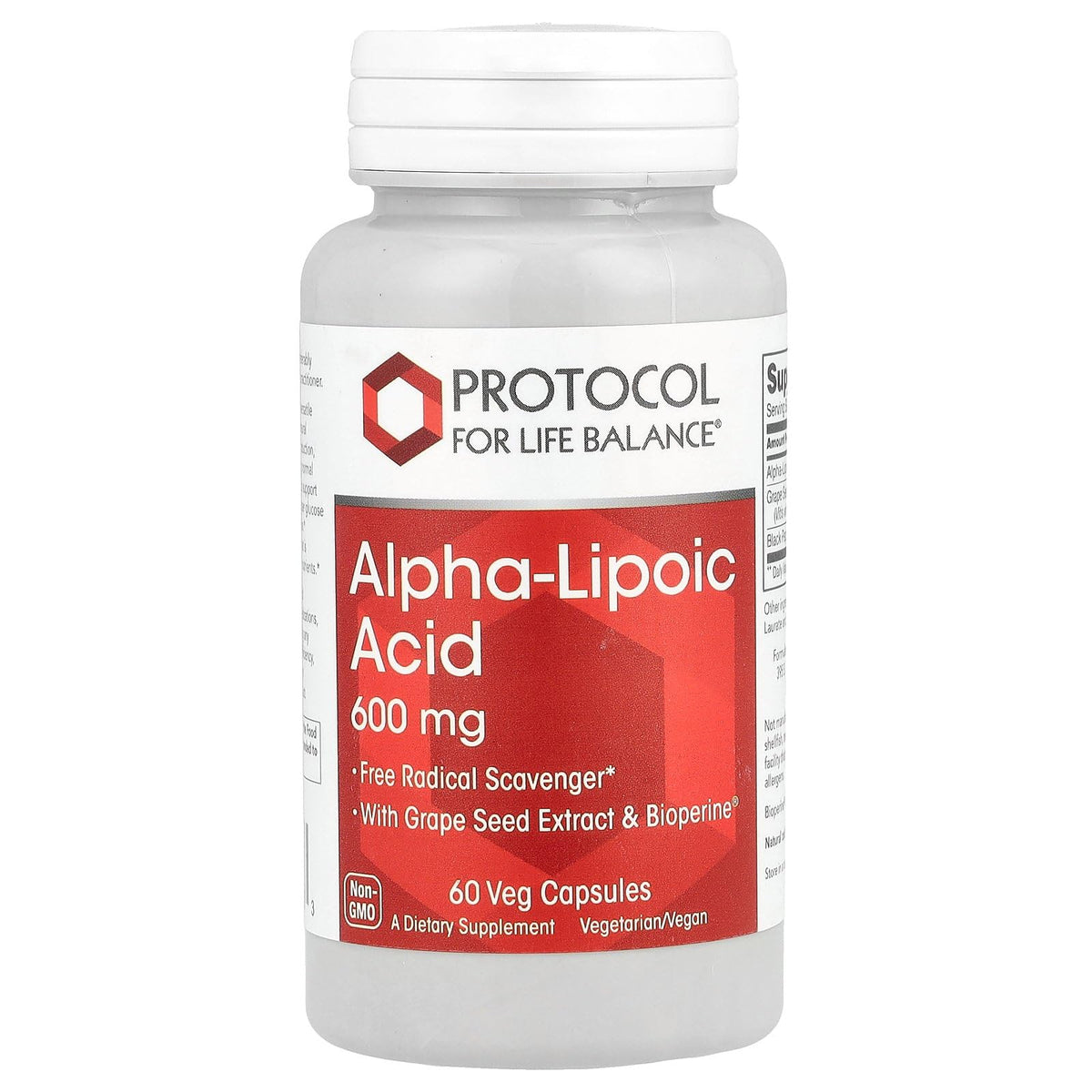 PROTOCOL FOR LIFE BALANCE Acide Alpha-Lipoïque 600 mg boîte de 60 capsules végétales