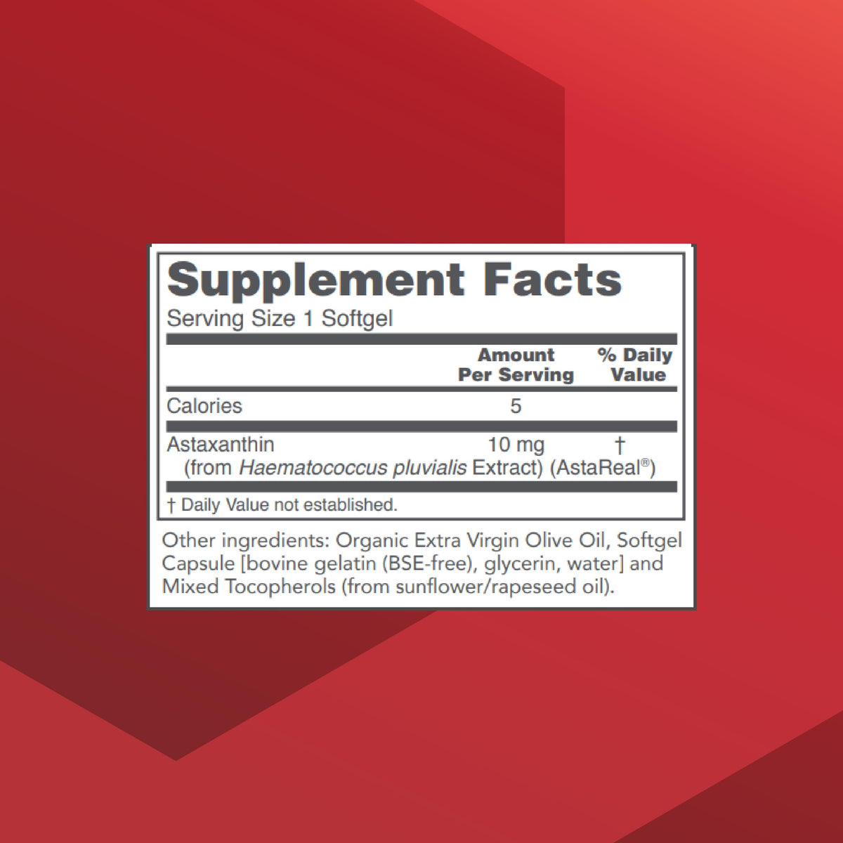 PROTOCOL FOR LIFE BALANCE Astaxanthin 10 mg gélules molles vue de côté
