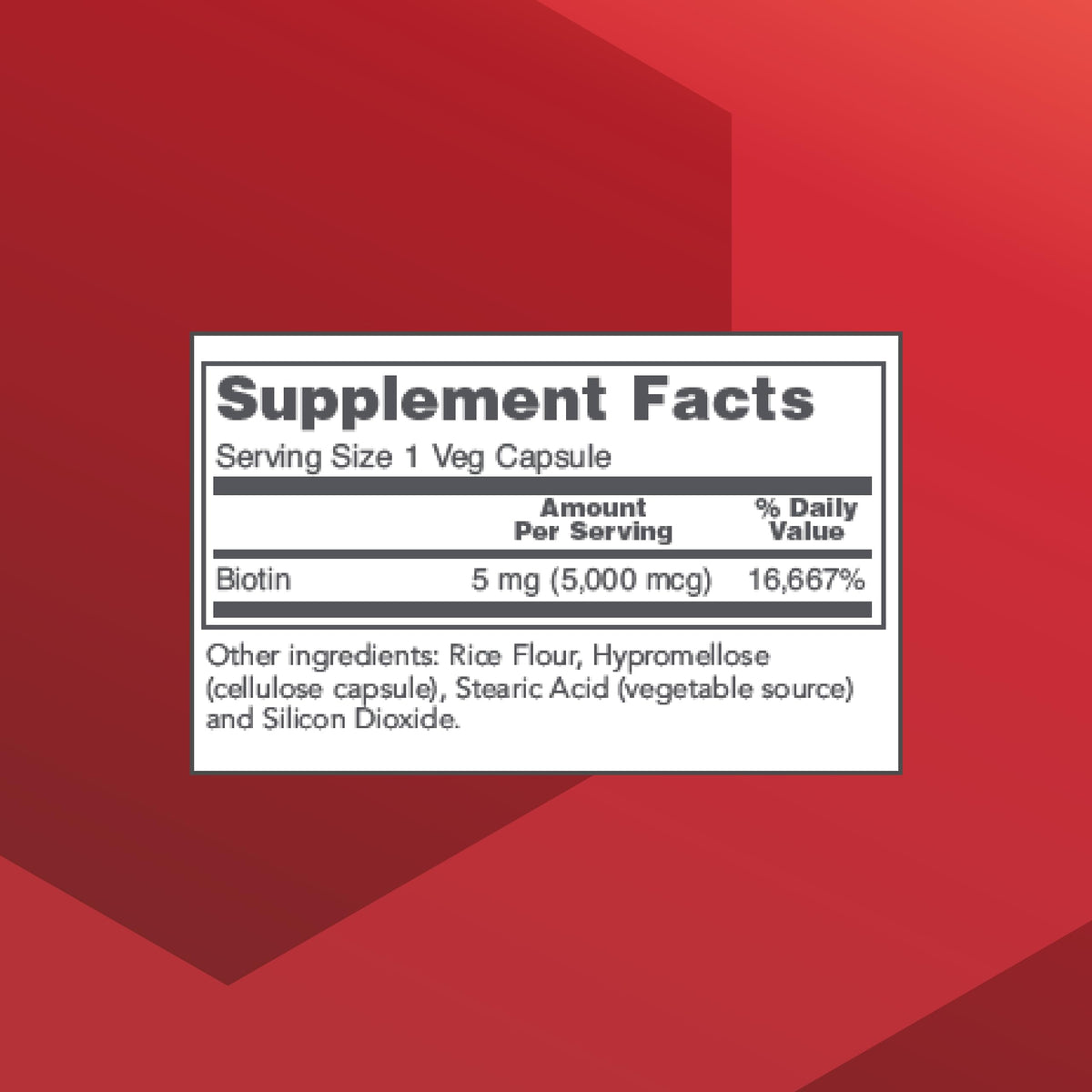 PROTOCOL FOR LIFE BALANCE Biotine 5 000 mcg côté du flacon