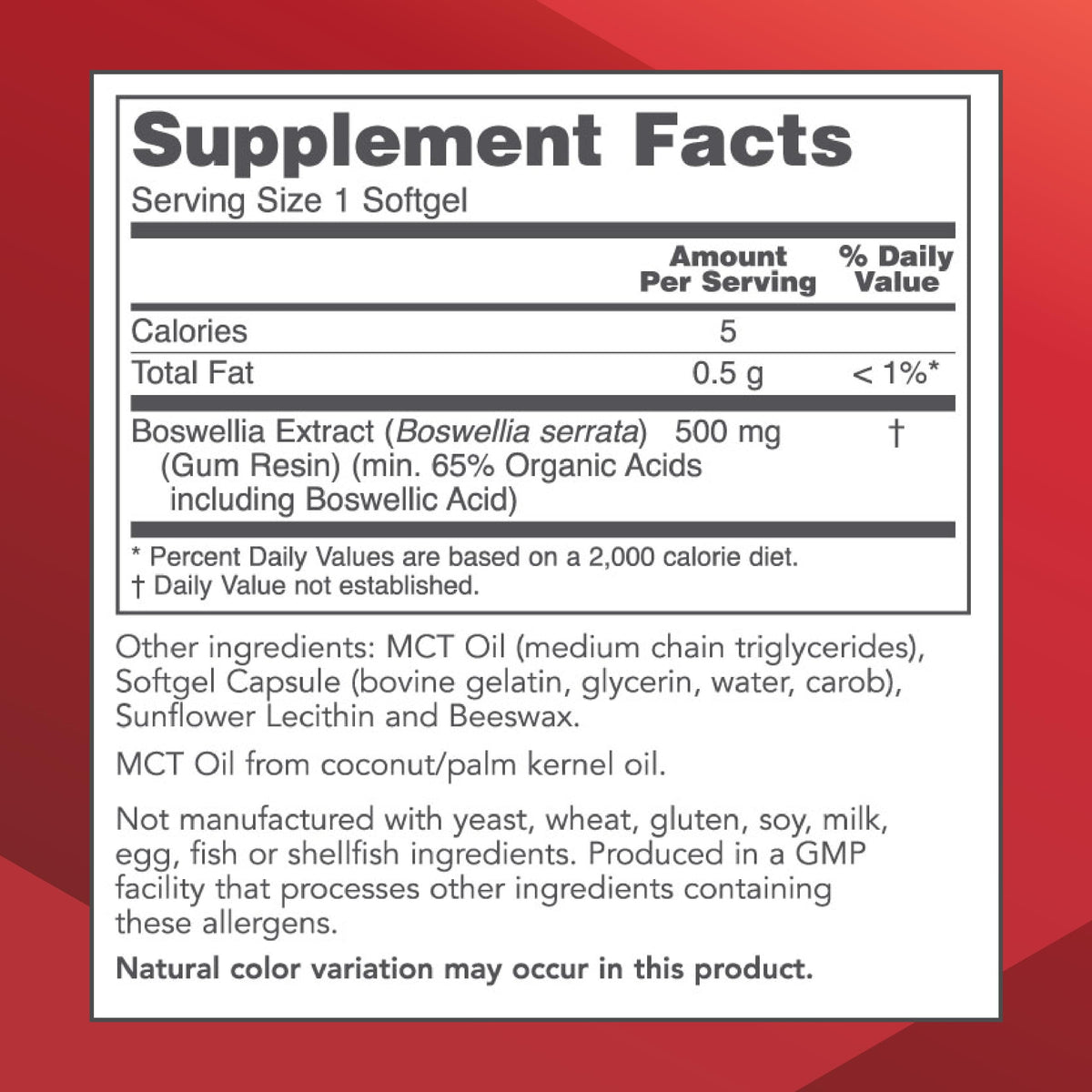 PROTOCOL FOR LIFE BALANCE Extrait de Boswellia 500mg gélules vue arrière