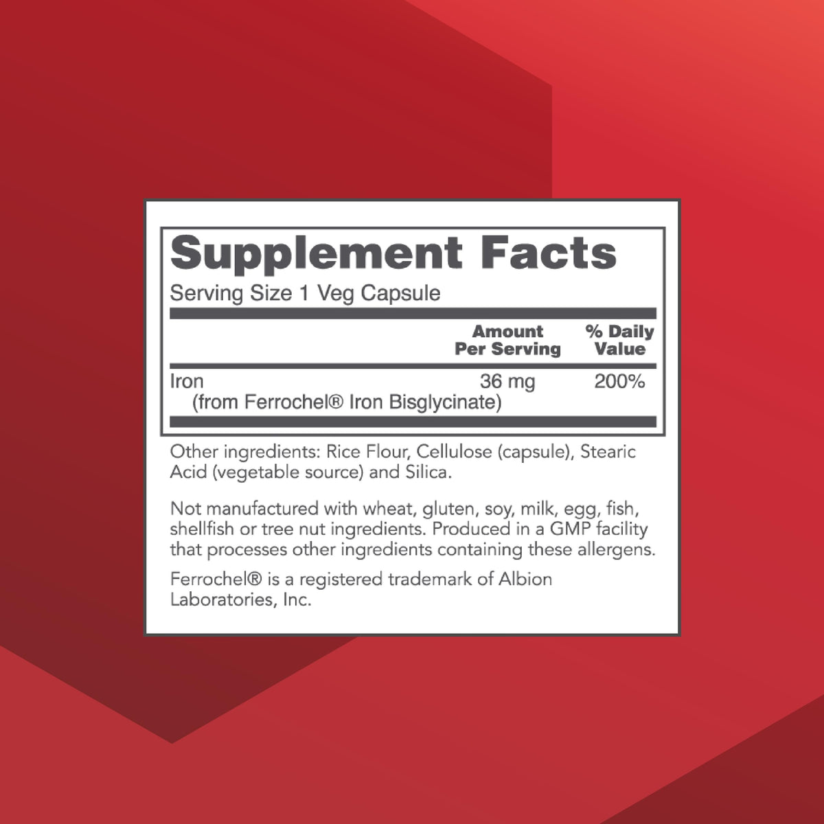 PROTOCOL FOR LIFE BALANCE Fer 36mg capsules végétales vue arrière