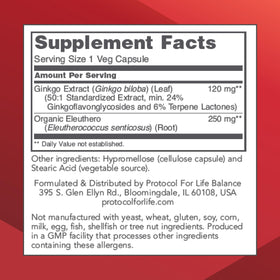 PROTOCOL FOR LIFE BALANCE Ginkgo Biloba 120mg packaging side view