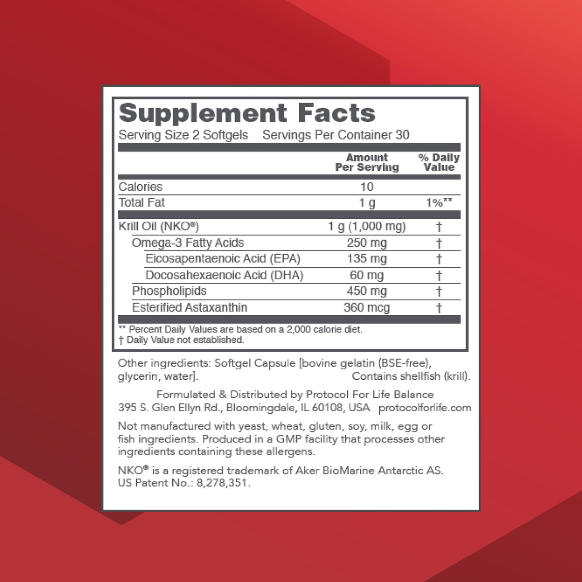 PROTOCOL FOR LIFE BALANCE Huile de Krill 500mg gélules arrière
