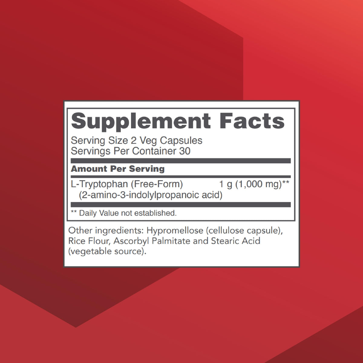 PROTOCOL FOR LIFE BALANCE L-Tryptophan 500mg bottle side view