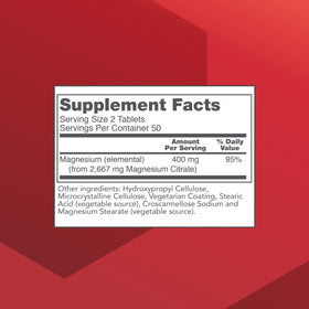 PROTOCOL FOR LIFE BALANCE Magnésium Citrate 400 mg flacon ouvert avec des comprimés