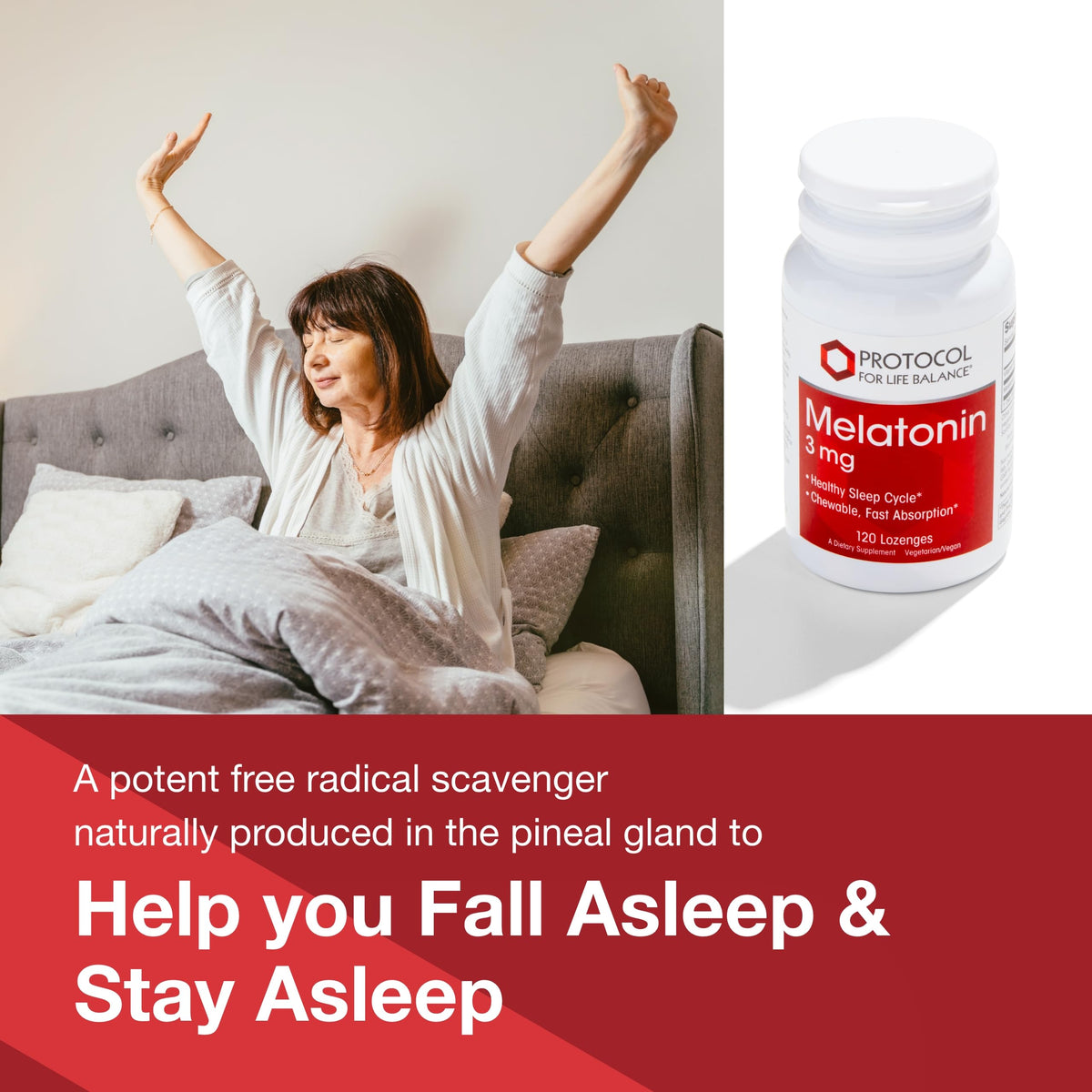 PROTOCOL FOR LIFE BALANCE Melatonin 3mg comprimés à mâcher côté