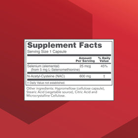 PROTOCOL FOR LIFE BALANCE NAC 600mg Sélénium 100 Veg Caps vue arrière