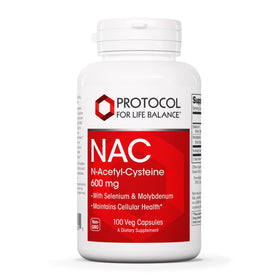 PROTOCOL FOR LIFE BALANCE NAC 600mg Sélénium 100 Veg Caps vue avant
