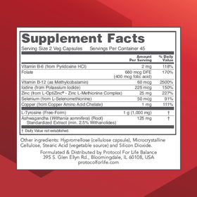 PROTOCOL FOR LIFE BALANCE Ortho Thyroid 90 Caps - étiquette et composition
