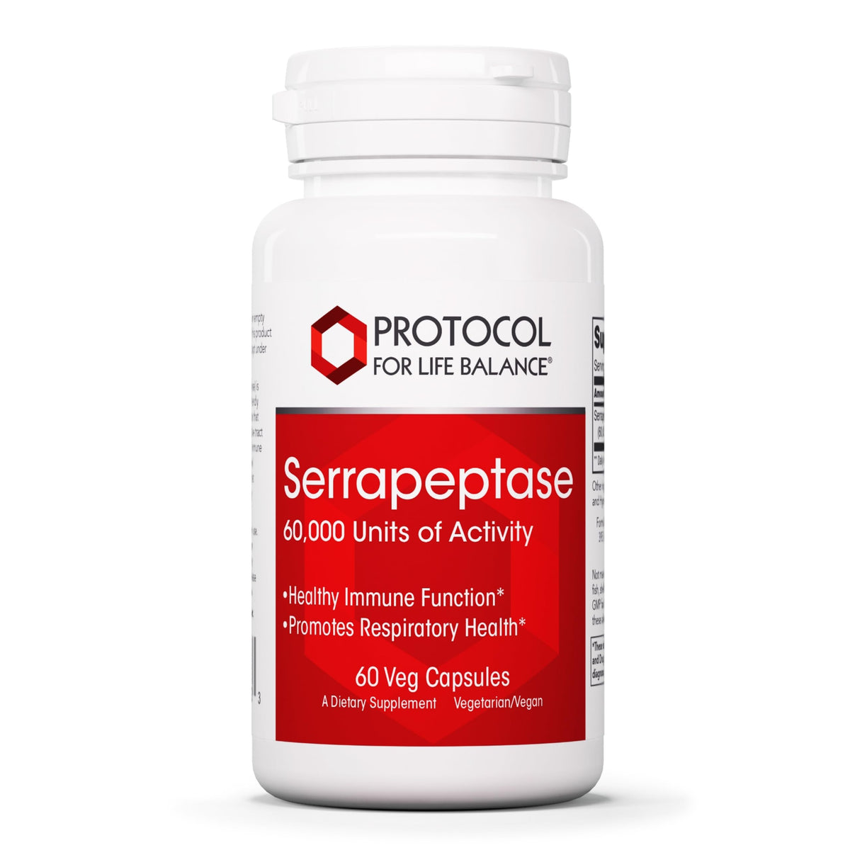 PROTOCOL FOR LIFE BALANCE Serrapeptase 60 Veg Caps front view