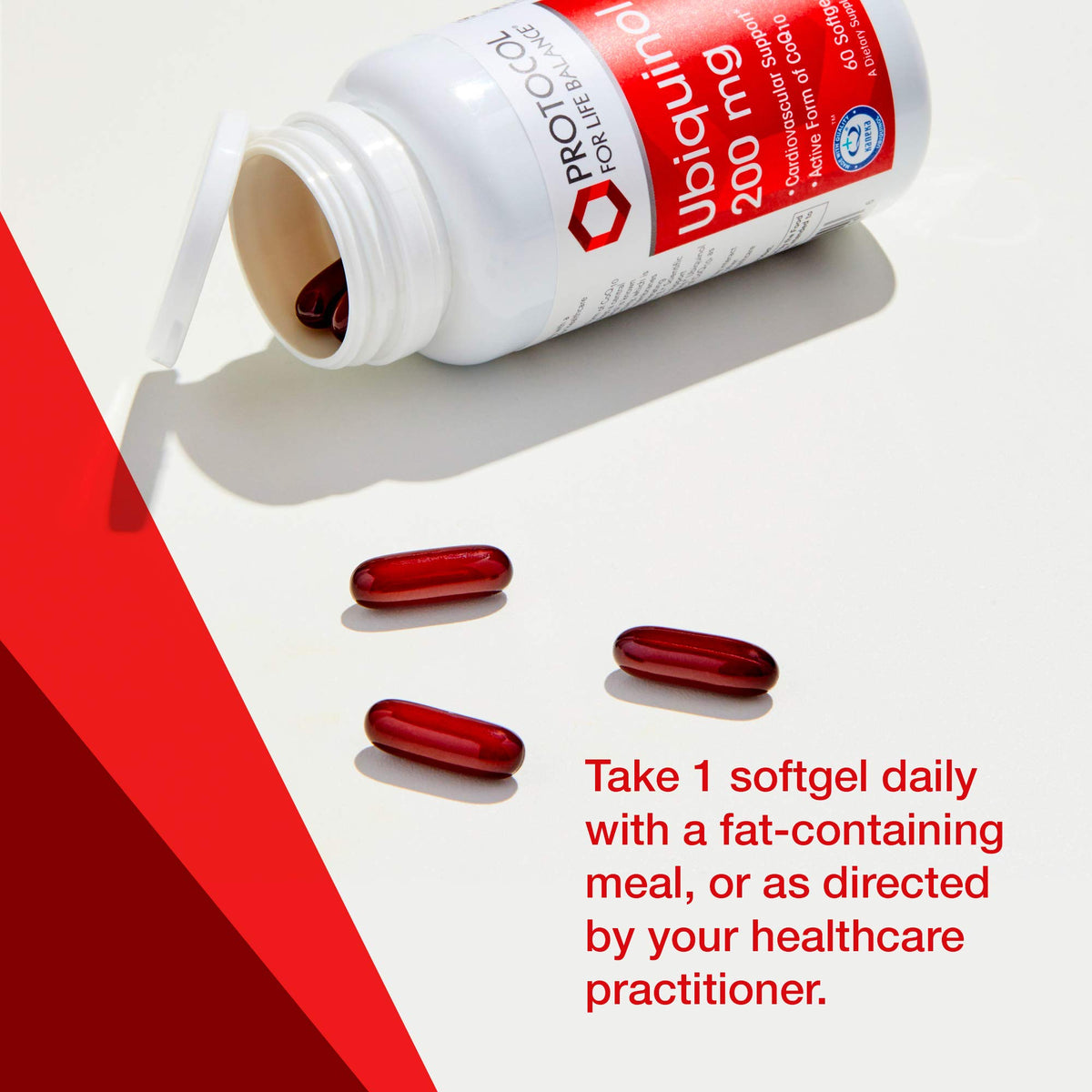 PROTOCOL FOR LIFE BALANCE Ubiquinol 200mg CoQ10 gélules ouvertes
