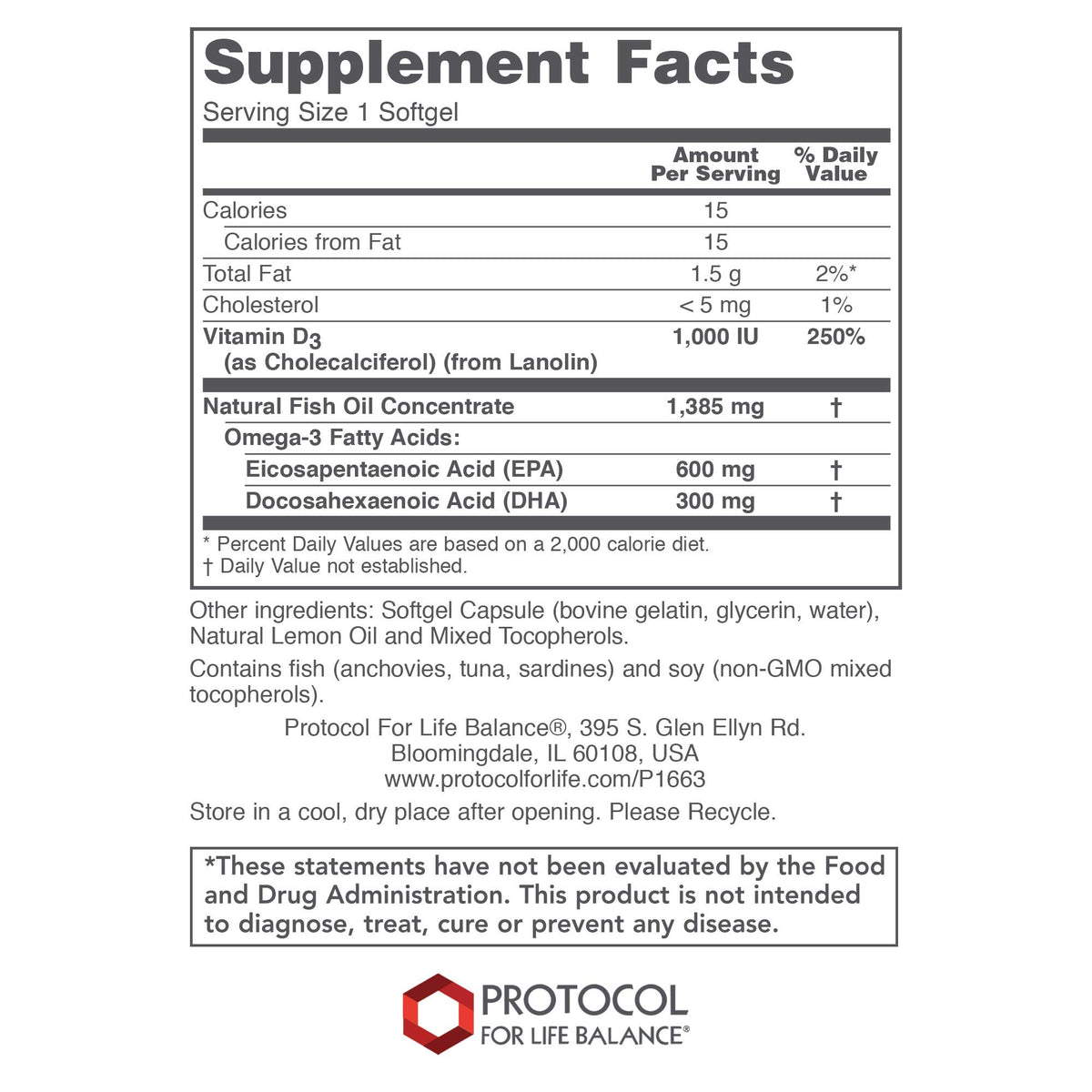 PROTOCOL FOR LIFE BALANCE Ultra Omega 3-D gélules, vue de côté