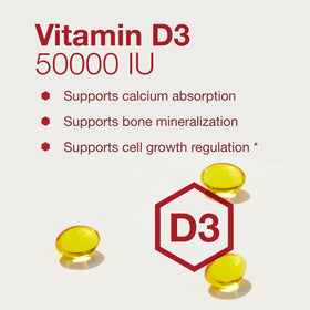 PROTOCOL FOR LIFE BALANCE Vitamine D3 50 000 UI gélules sur une table