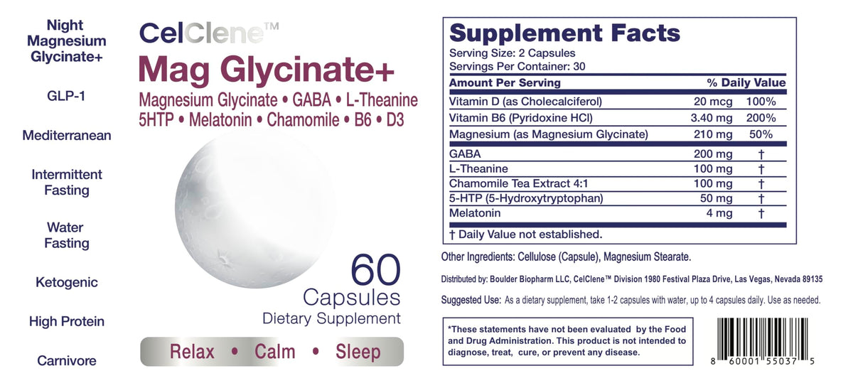 Proximité des capsules CELCLENE Magnésium Glycinate+