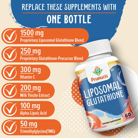 Prunucis Glutathione Liposomal 120 gélules à côté d'autres compléments alimentaires