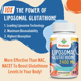 Prunucis Glutathione Liposomal gélules sous un éclairage naturel