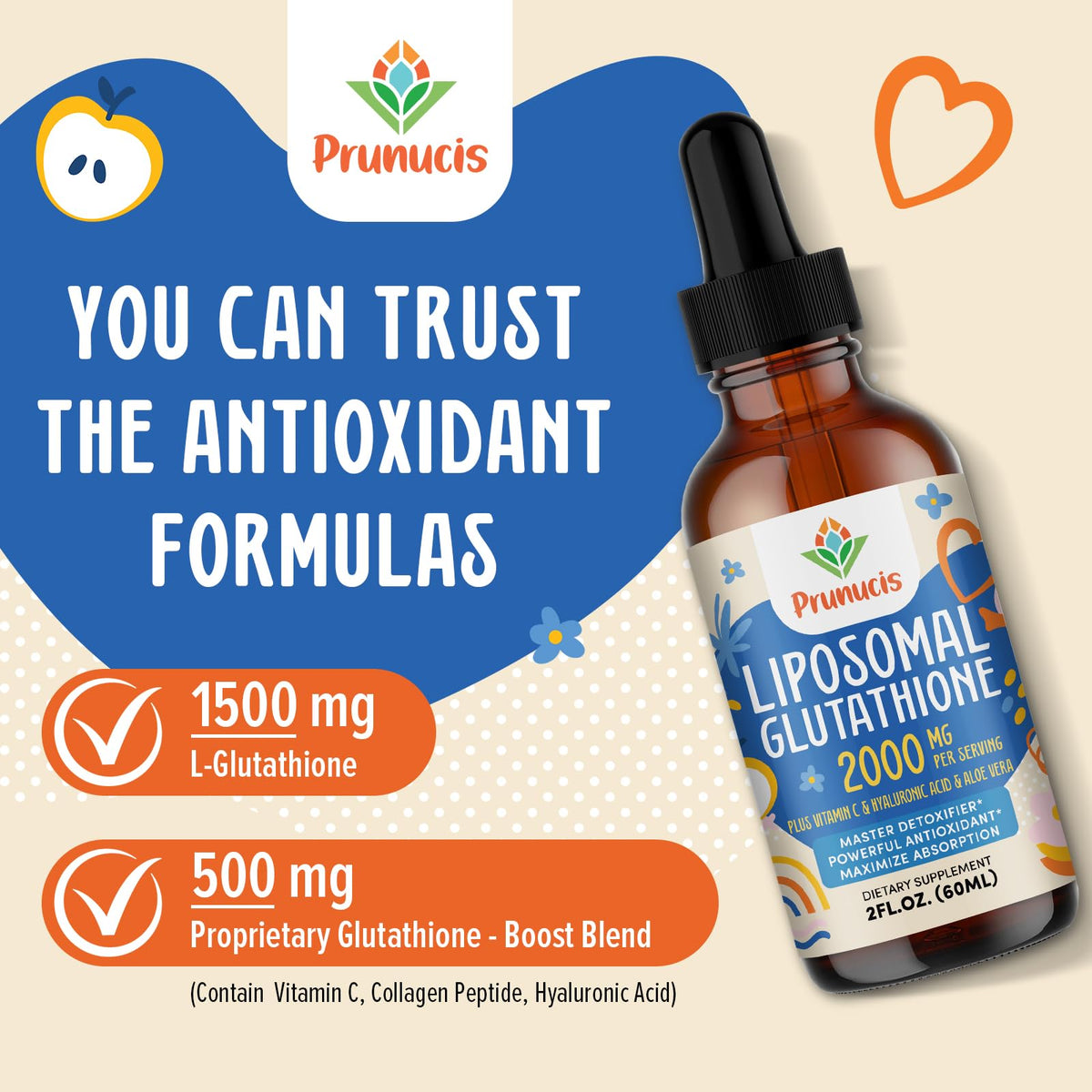 Prunucis Liposomal Glutathione 2000 MG avec goutte de liquide