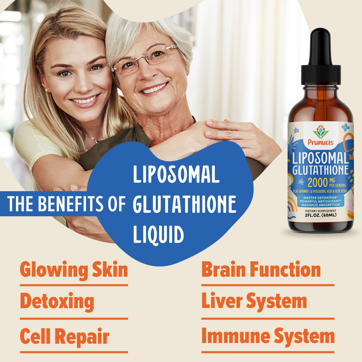 Prunucis Liposomal Glutathione 2000MG avec fond neutre
