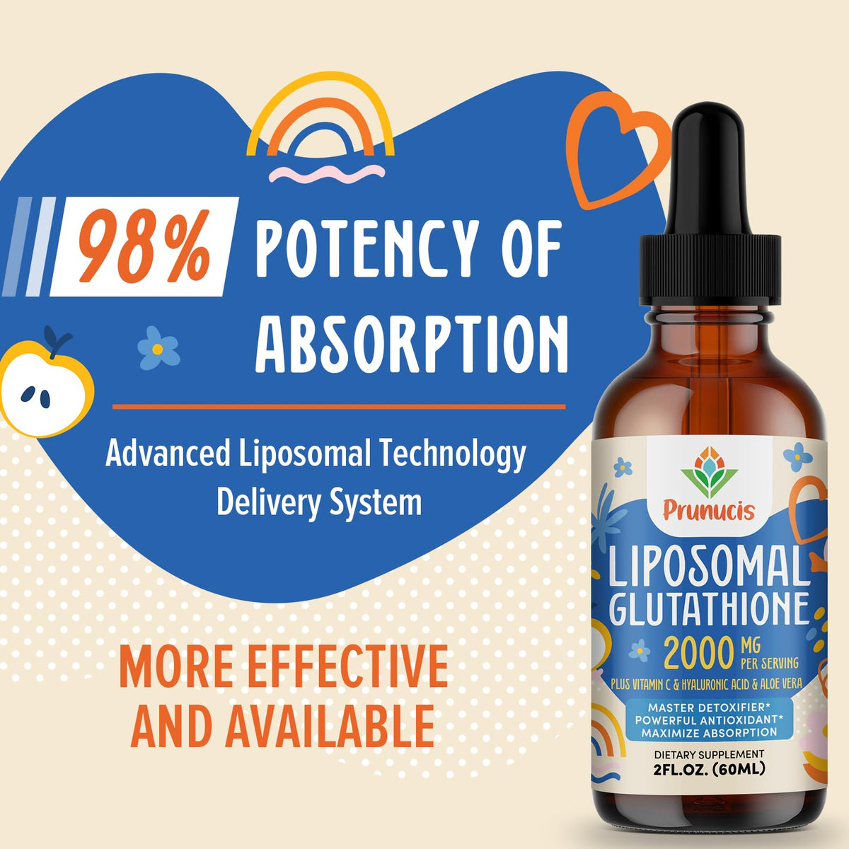 Prunucis Liposomal Glutathione 2000MG sur une table avec des accessoires