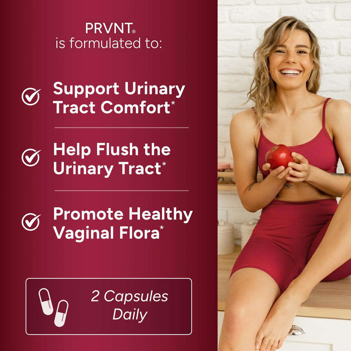 PRVNT Complément Alimentaire Cranberry PACs D-Mannose 60 Capsules emballage